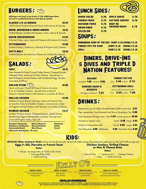 Kelly O's Diner Menu - Updated October 2025
