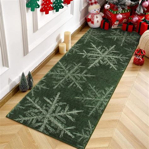 Amazon.com: Lahome Snowflake Christmas Runner Rug, 2x6 Christmas Rug ...