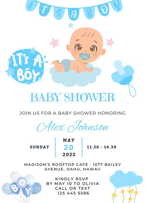 Baby Boy Shower Invitation Free