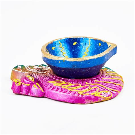 Buy Corsica Fest Terracotta Peacock Diya from Corsica by Home Centre at ...