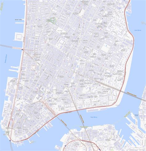 Map Lower Manhattan, New York City