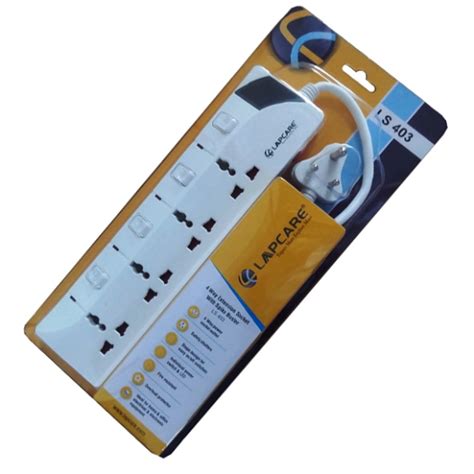 LAPCARE 4 WAY EXTENSION SOCKET WITH SPIKE BUSTER 3M CABLE 5 Socket ...