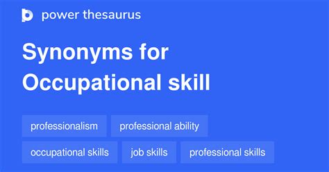 60 OCCUPATIONAL SKILL Synonyms