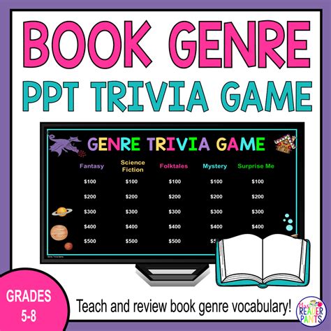 Book Genre Trivia Game - Book Genre Review Game - 24 Literary Terms ...