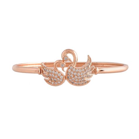 Buy Voylla Sparkling Elegance Swans Cubic Zirconia Adjustable Bracelet ...