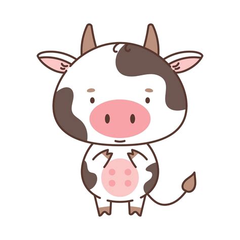 Cute cow in kawaii style. Cute animals in kawaii style. Drawings for ...