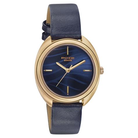 Buy Online Sonata Poze Quartz Analog Blue Dial Leather Strap Watch for ...