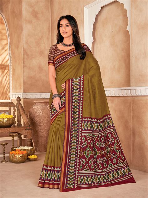 Printed Crepe Saree – Meenabazaar