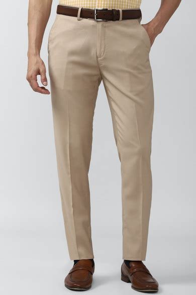Buy Men Beige Solid Formal Trousers Online - 735602 | Peter England