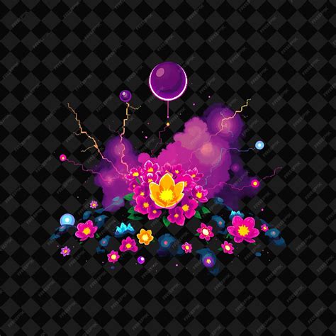 Set with items plasma fields cybernetic flowers digital fog glowing ...