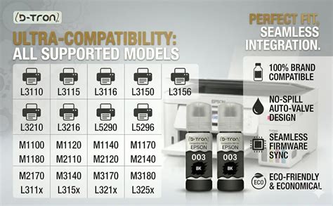 003 Refill Ink 2x70mls Compatible for Epson L3150 L3110 L3100 L3151 ...