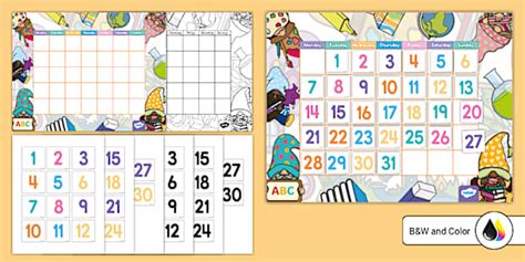 School Gnome Theme Calendar Display