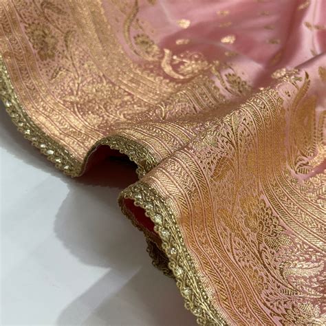 Banarasi Satin Katan Silk Saree In Baby Pink Shades with gotta Patti ...