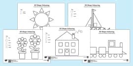 Printable Shapes for Preschool Colouring Page | EYFS