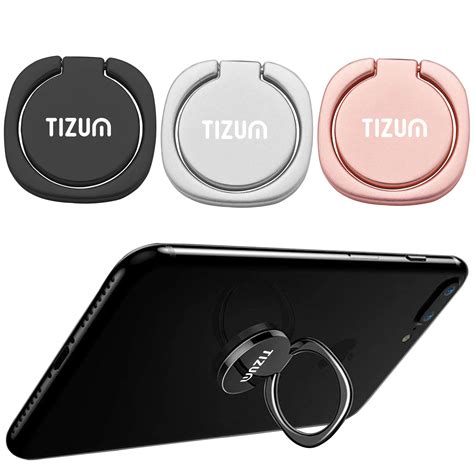 tizum Universal Phone Ring Holder Kickstand, 180° Rotation Metal Grip ...