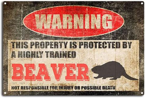 Vintage Beaver Tin Sign,Warning This Property is Protected by a Highly ...