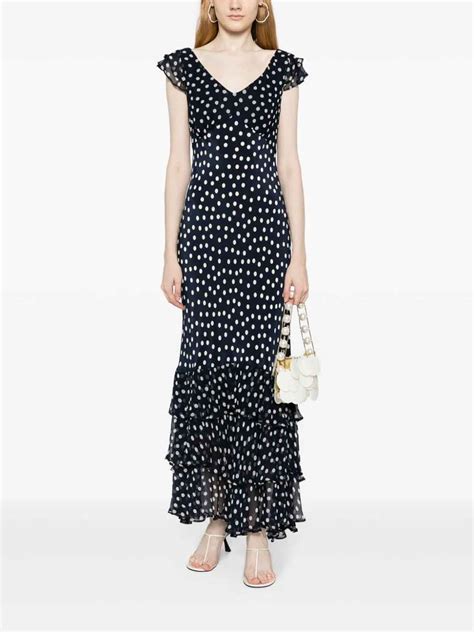 Rixo Long polka dot dress ossy - Blue - Women | 1002015124