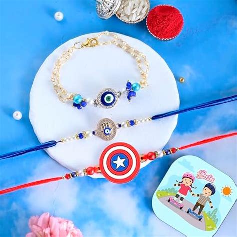 CraftVatika Magnet with Rakhi for Brother Bhabhi Kids, Rakhi Set of 3 ...