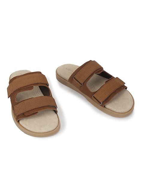 Buy Leather Plain Velcro Slippers at Marks & Spencer