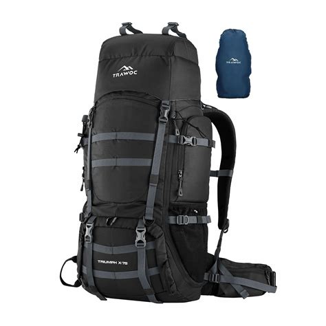 Trawoc Camping Backpack (75Ltr) | With Shoe Compartment & Rain Cover ...
