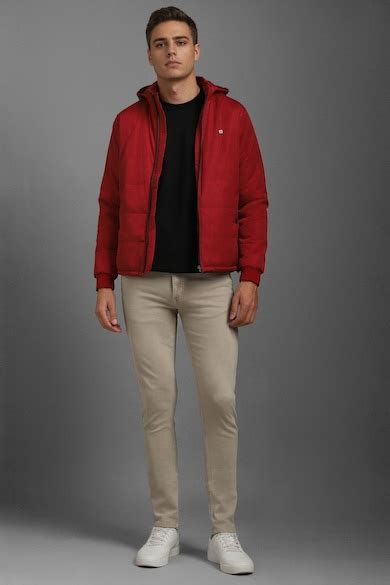 Buy Men Casual Red Solid Jacket Online - 39756155 | Louis Philippe