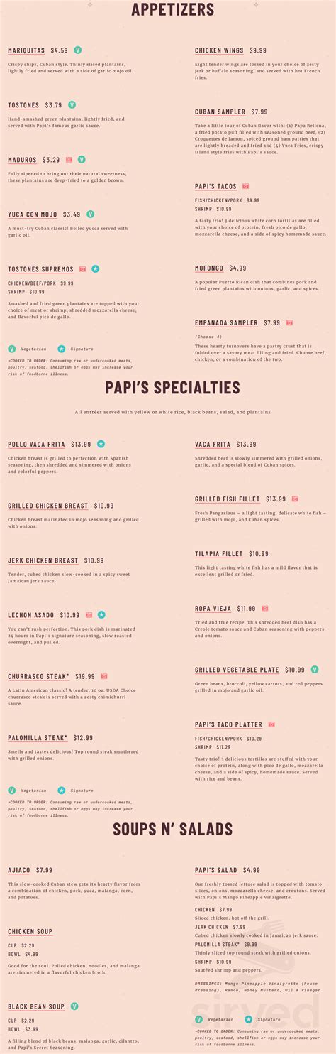 Papi's Cuban & Caribbean Grill Menu - Lawrenceville, Georgia | Sirved