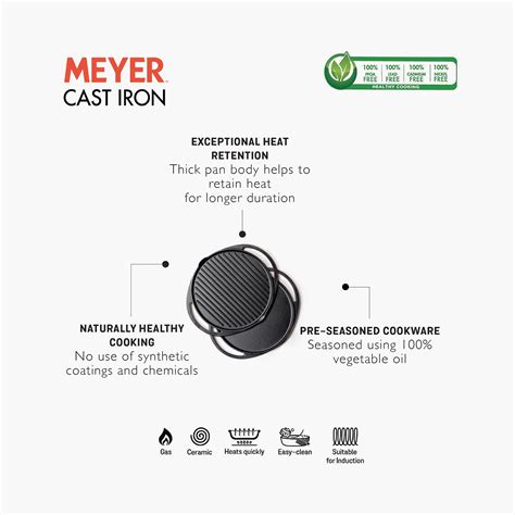 Buy MEYER Cast Iron Grill & Girdle - 30 cm from Meyer at just INR 4475.0