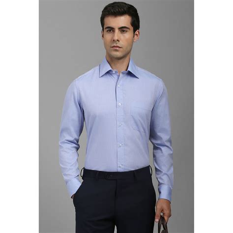 Buy Louis Philippe Men Blue Regular Fit Textured Full Sleeves Formal ...
