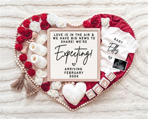 Valentine's Day Pregnancy Announcement Digital Template for Social ...