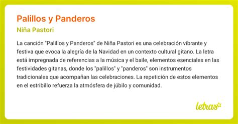 Significado de la canción PALILLOS Y PANDEROS (Niña Pastori) - LETRAS.COM