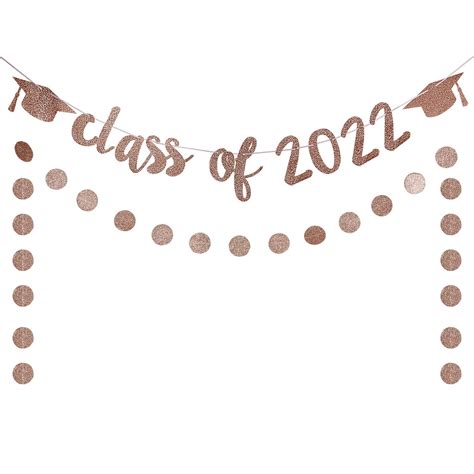 Buy Class of 2022 Banner and Graduation Circle Dots Garland Rose Gold ...