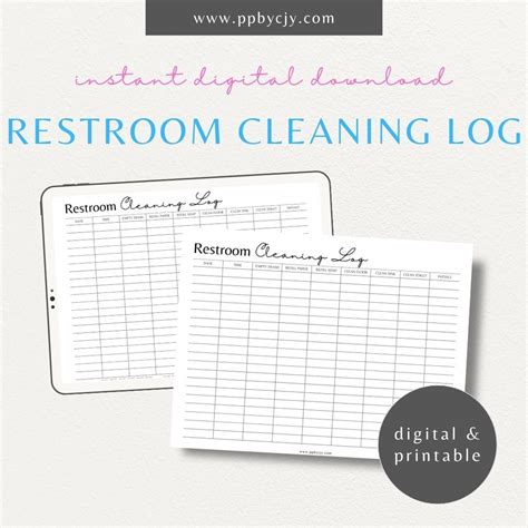 Buy Restroom Cleaning Log Workplace Employee Bathroom Cleaning Record ...