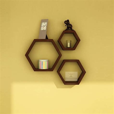 WOOD KARTINDIA Woodkartindia Hexagon Shape Wall Shelves/Wall Rack/Wall ...