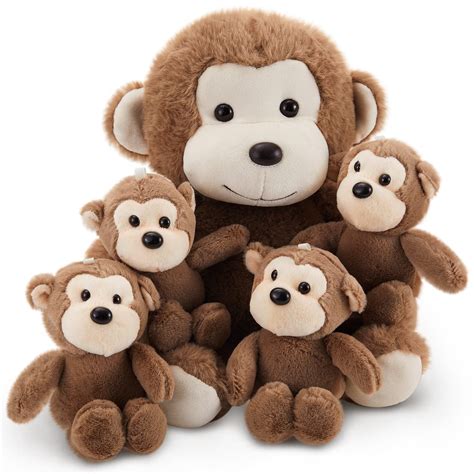 Amazon.com: Lewtemi 5 Pcs Monkey Stuffed Animals Large Monkey Plush Toy ...