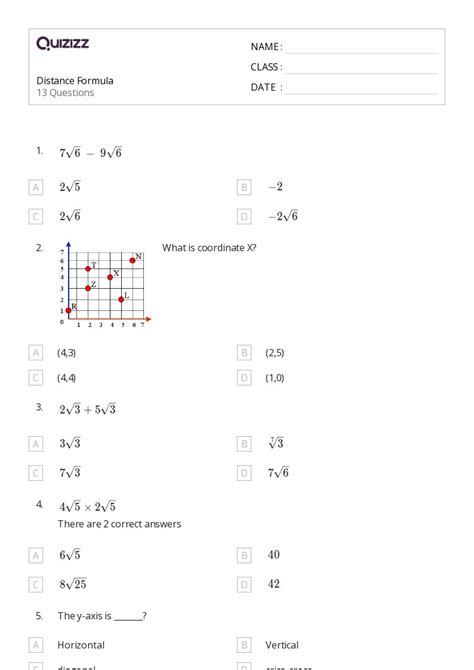 50+ distance formula worksheets for 12th Class on Quizizz | Free ...