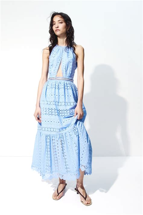 Women's Blue Broderie anglaise poplin dress | H&M IN