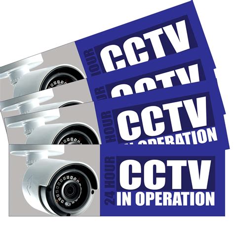 SIGNOOGLE 24 Hour CCTV in Operation Grey Blue Wall Sign Sticker for ...
