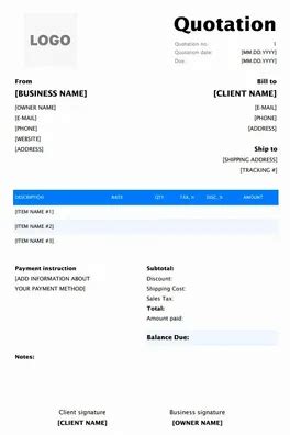 Construction Quotation Format | Free Download