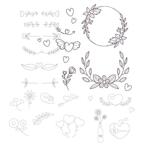 Premium Vector | Hand drawn wedding ornaments collection vector design ...