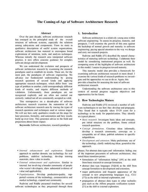 Research paper - The Coming-of-Age of Software Architecture Research ...