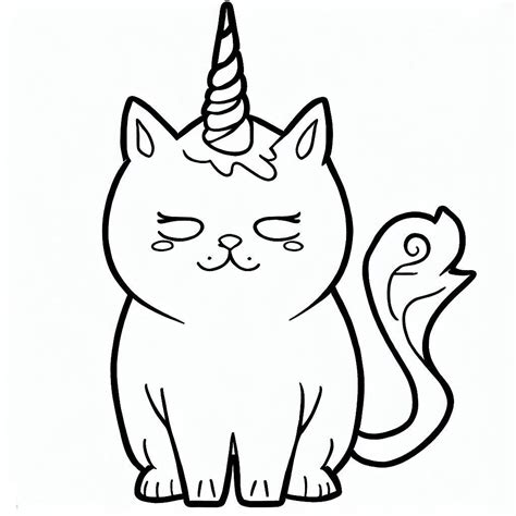 Free Coloring Pages Printable Cat Unicorn