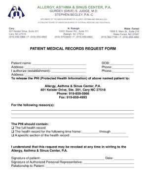 Image result for Medical Records Request Form