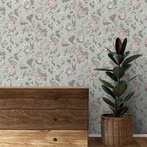 Gardenia Design Wallpaper Roll in Light Green Color | Life n Colors