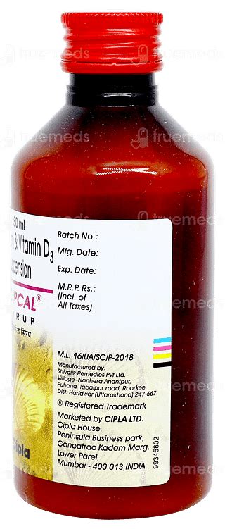 Cipcal 250 Mg125iu Syrup 150 Ml - Uses, Side Effects, Dosage, Price ...