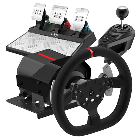 PXN Force Feedback Steering Wheel, V10 Racing Wheel 270/900 Degree with Adjustable Linear Pedals ...