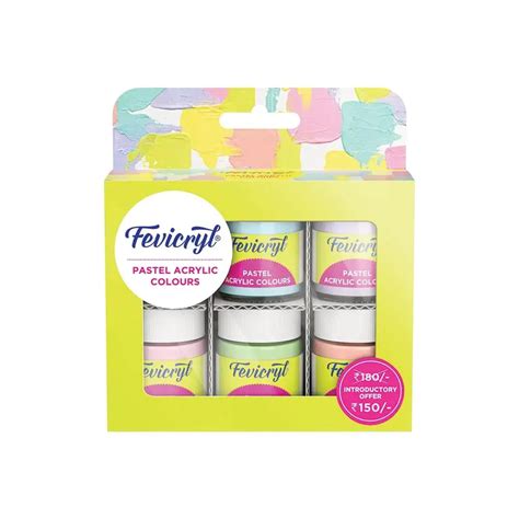 Fevicryl Pastel Acrylic Colours - Set of 6 (15ml) - Canvazo