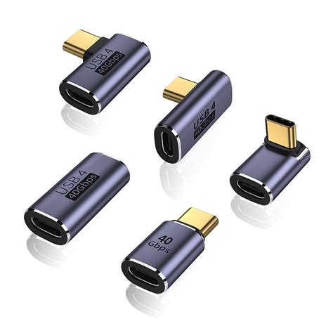 Buy AreMe 5 Pack USB C Adapter, 90 Degree Up&Down, Left&Right Angle USB Type C Male to Female ...