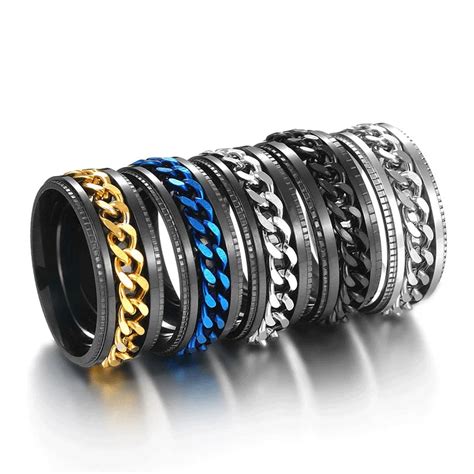 Anxiety Titanium Rotatable Chain Finger Rings For Men – CRAZE