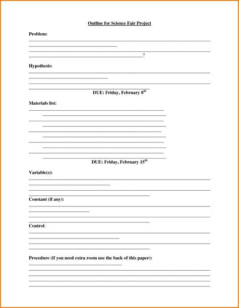 Science Project Outline Template 的图像结果