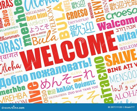 WELCOME Word Cloud In Different Languages, Concept Purple Low Poly ...